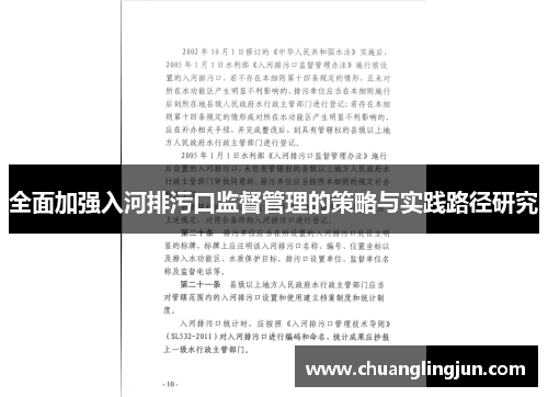 全面加强入河排污口监督管理的策略与实践路径研究