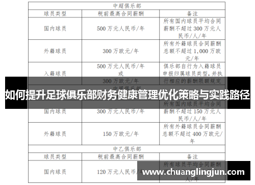 如何提升足球俱乐部财务健康管理优化策略与实践路径